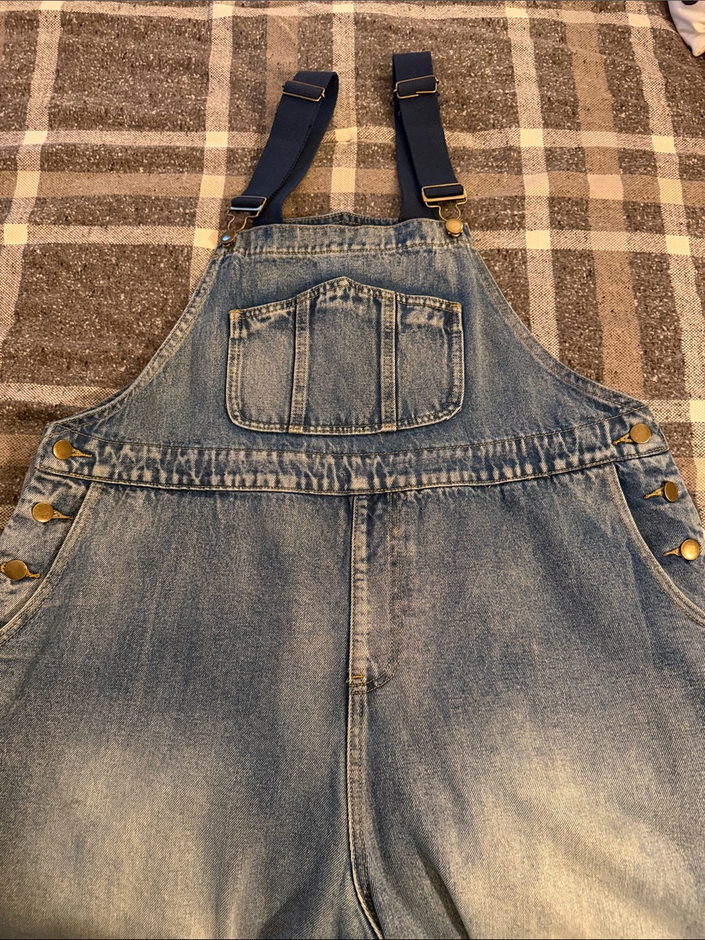 Cider Light Blue Denim Wide Leg Overalls